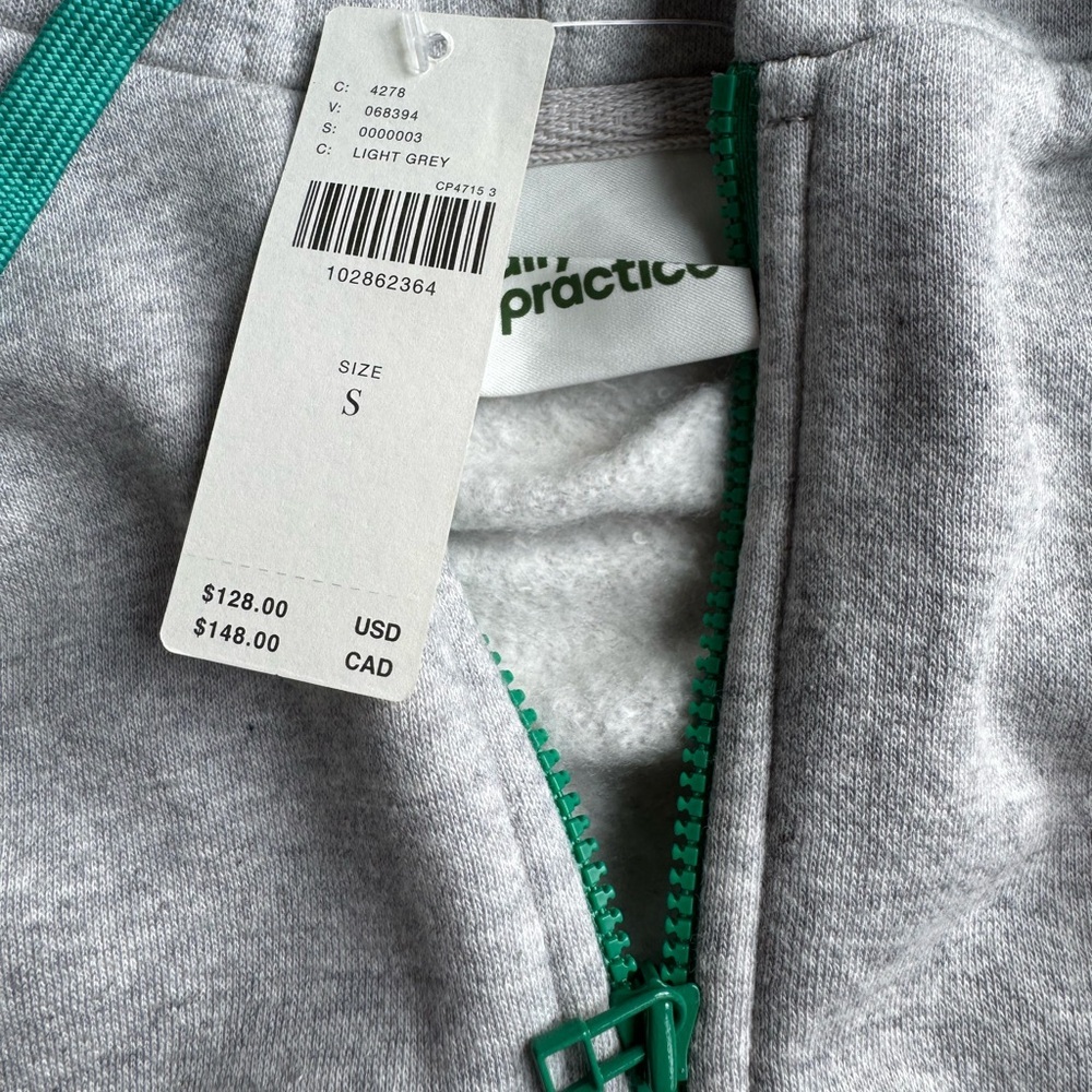 Anthropologie Daily Practice Drawstring Hoodie Sweatshirt Heather Gray NWT - Picture 7 of 12